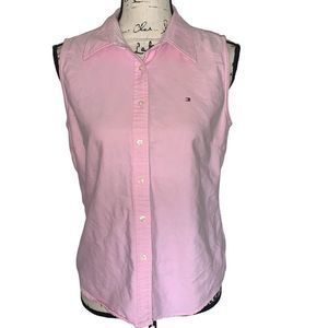 TOMMY HILFIGER pink sleeveless button down Blouse medium